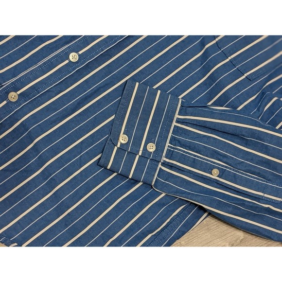 Hollister Shirt Mens XL Blue Striped Long Sleeve Button Up Casual Cotton Men - Picture 4 of 9